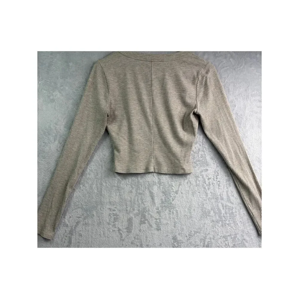 Reformation Paige Marble Ribbed Scoop Neck Crop Top - Gray - Size M
